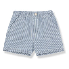 1+ in the family - Andratx Striped Denim Bermuda Shorts Organic Cotton | Light Blue