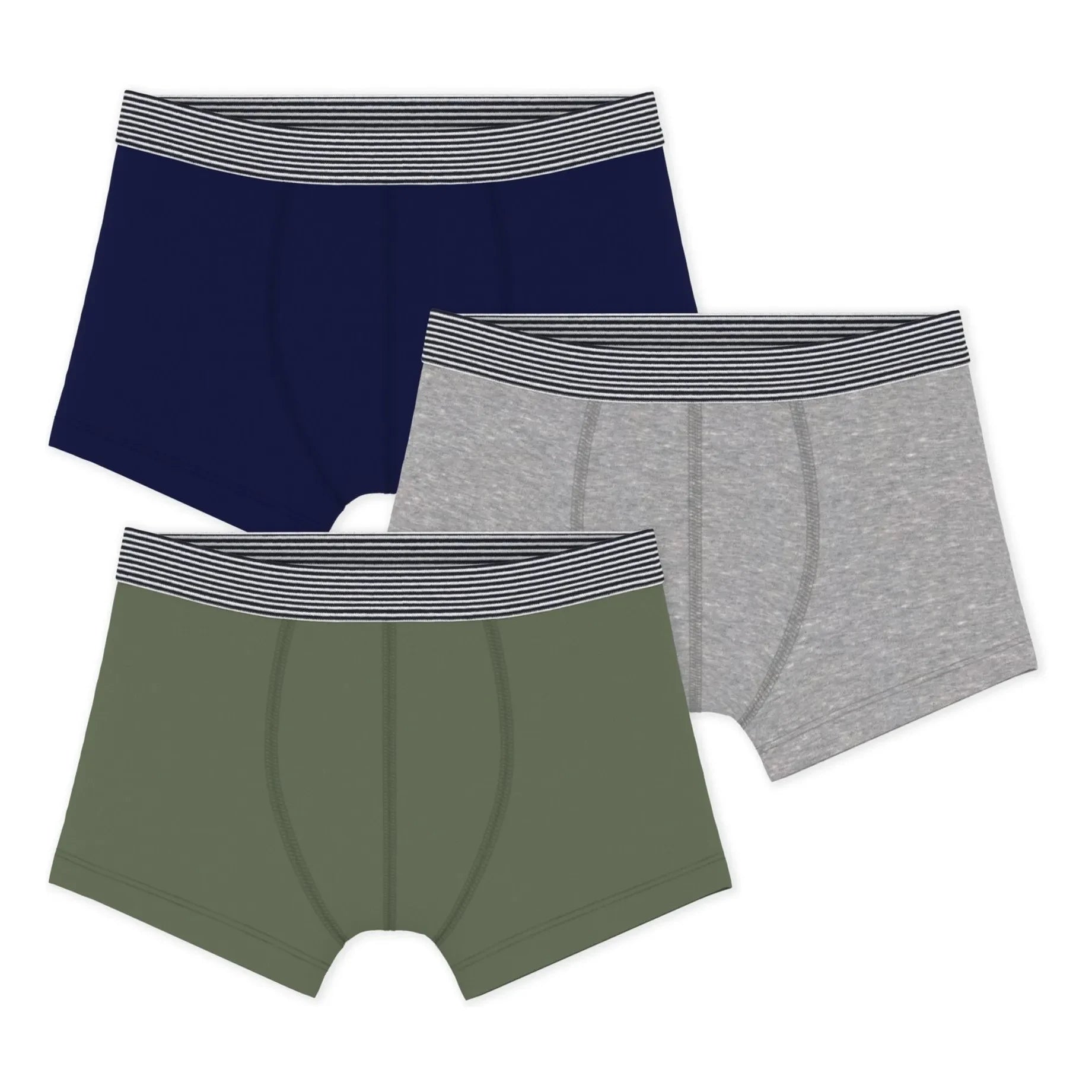 Petit Bateau - Pack of 3 Plain Boxer Shorts | Khaki