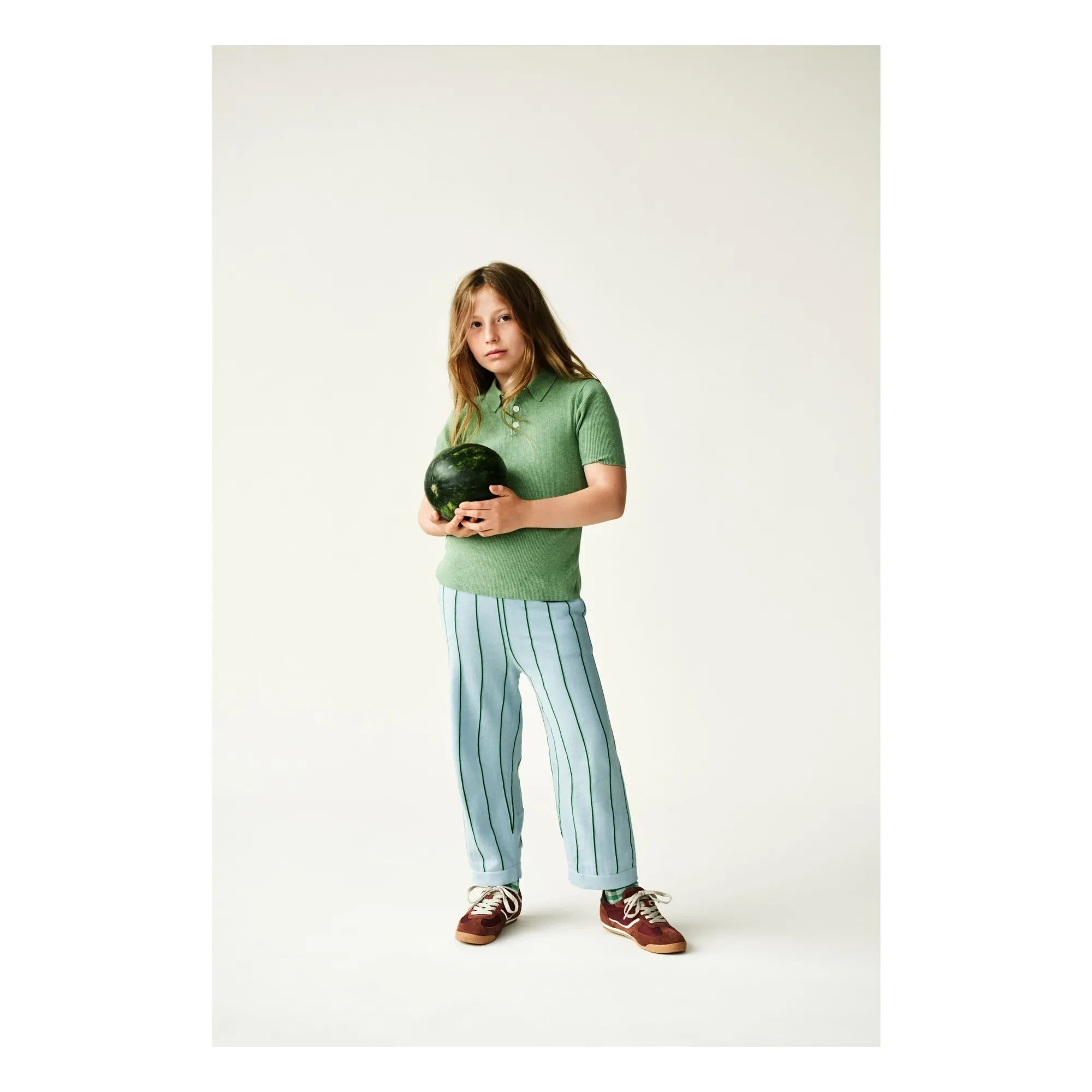 FUB - Striped Trousers Extra Fine Knit Organic Cotton | Light blue