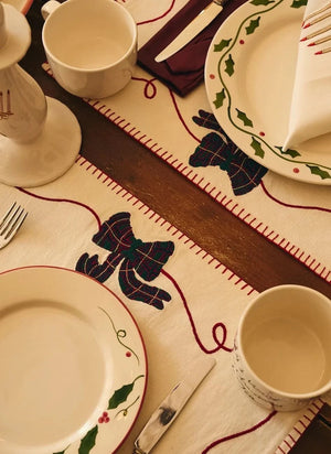 Anna + Nina - Holiday Wrapped Place Mat Set | Ecru