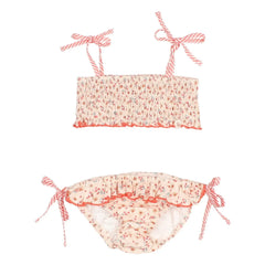 Búho - Peach Seersucker Floral Swimsuit