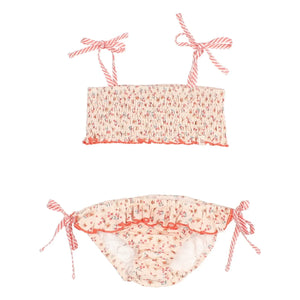 Búho - Peach Seersucker Floral Swimsuit