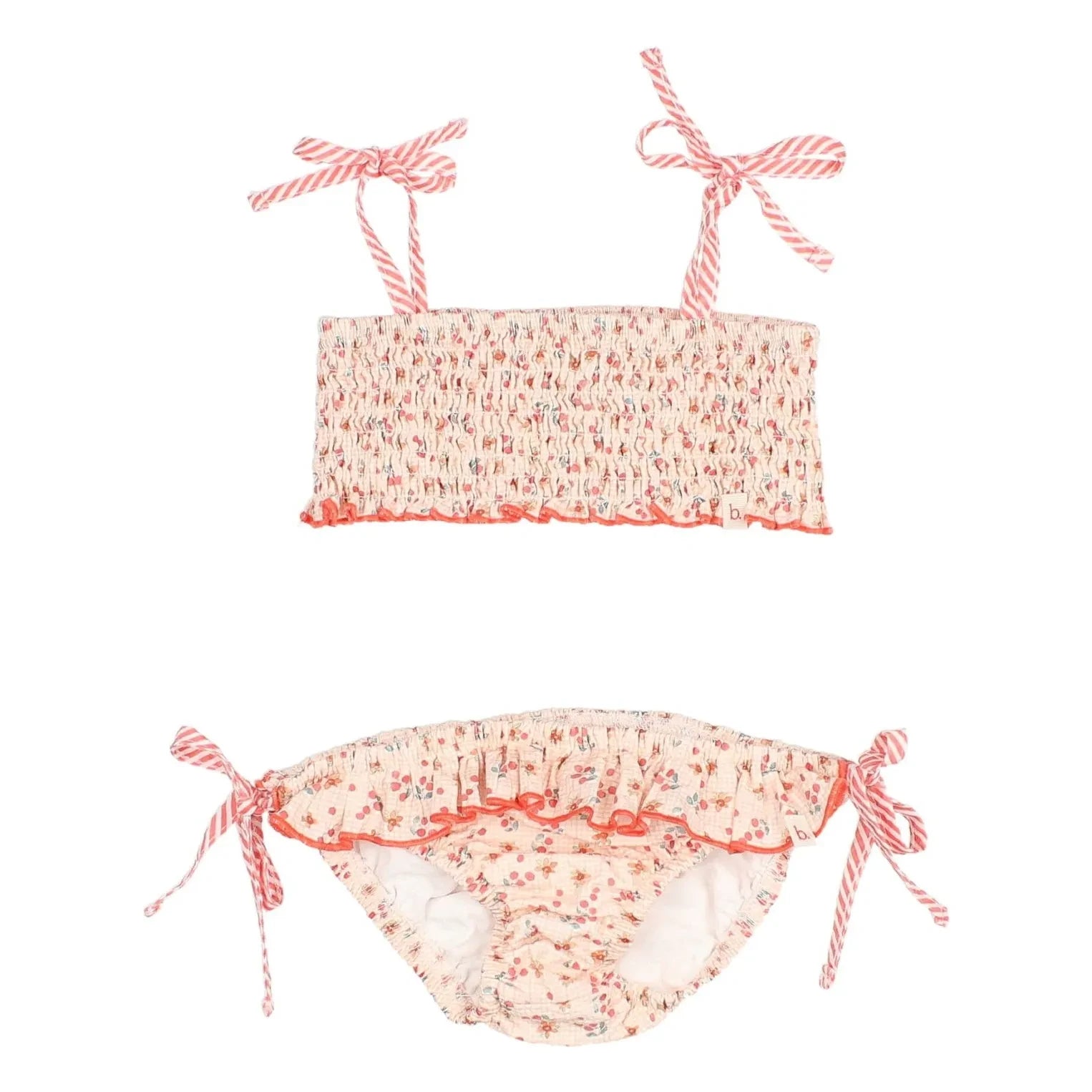Búho - Peach Seersucker Floral Swimsuit