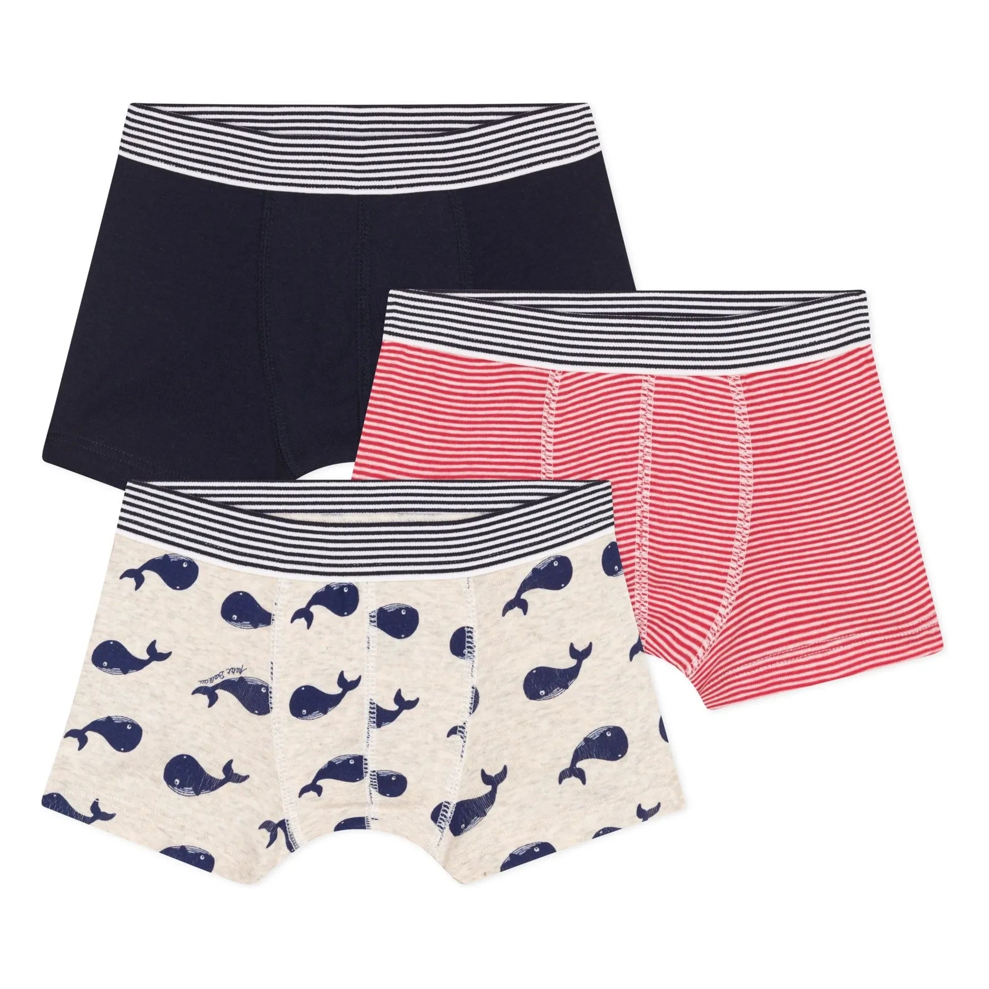 Petit Bateau - 3-Pack Mobidic Organic Cotton Boxer Set | Navy Blue