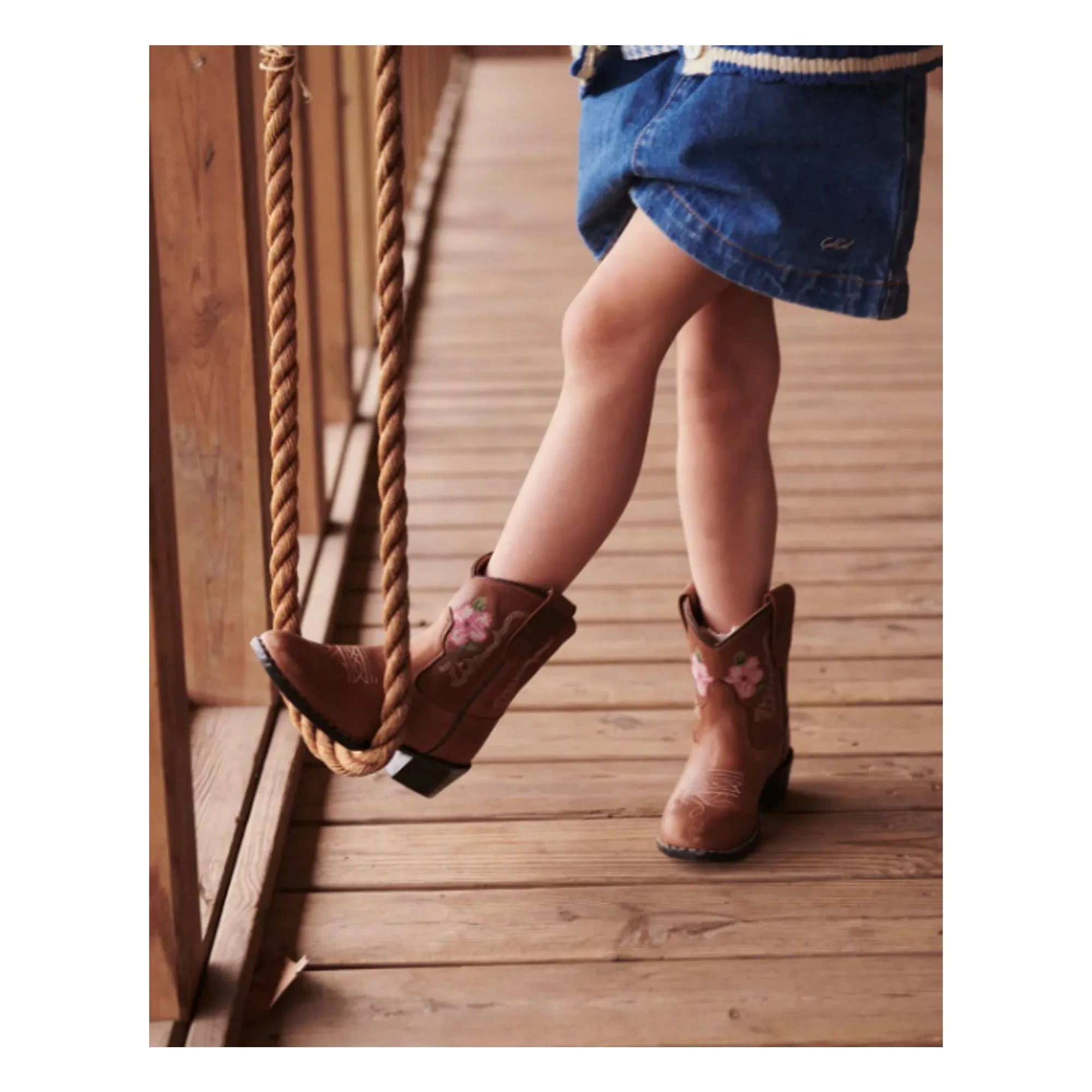Copenhagen Colors - Low Cowboy Boots with Flowers - Copenhagen Colors X Bootstock | Cognac