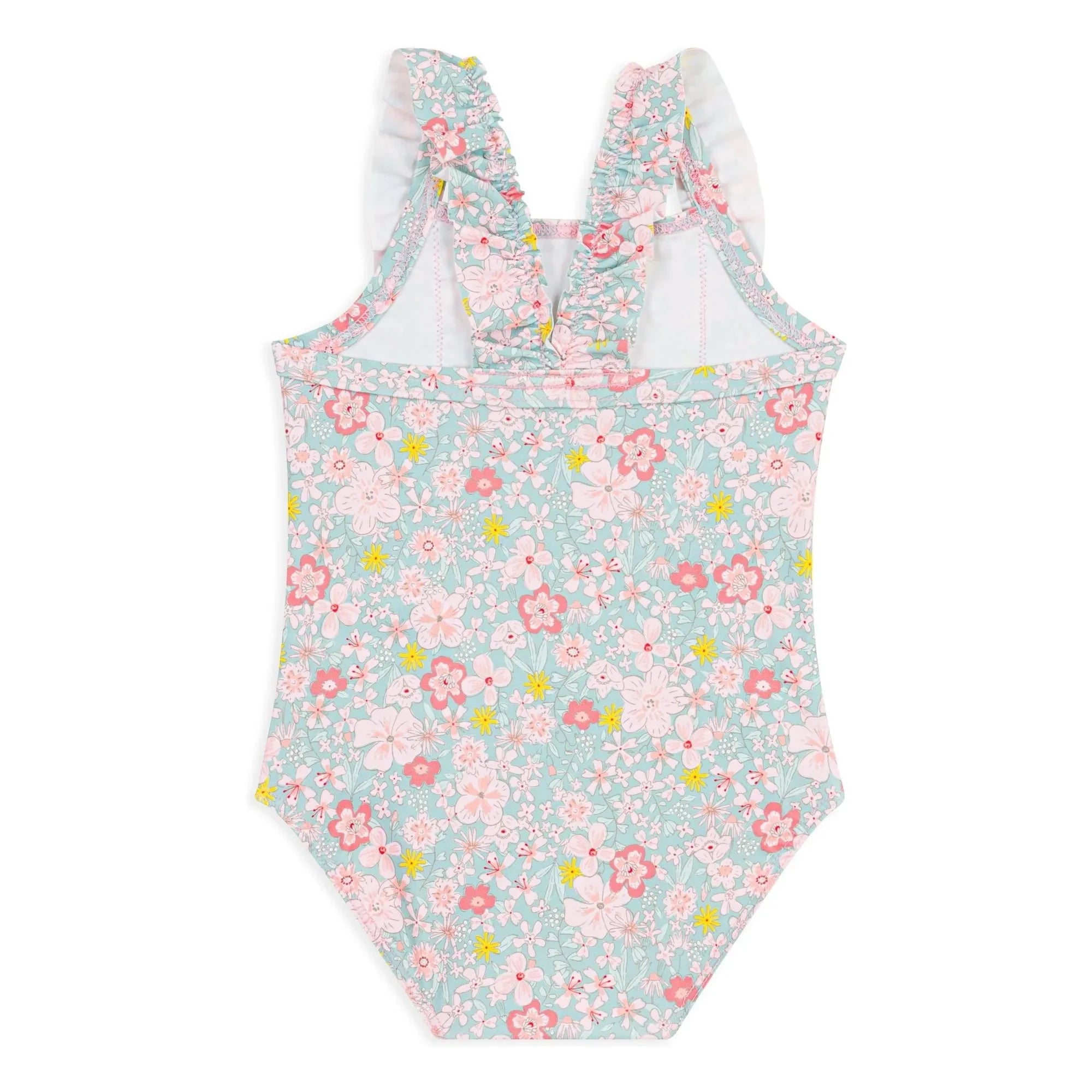 Petit Bateau - Floral Patterned Ruffled Baby Swimsuit | Turquoise