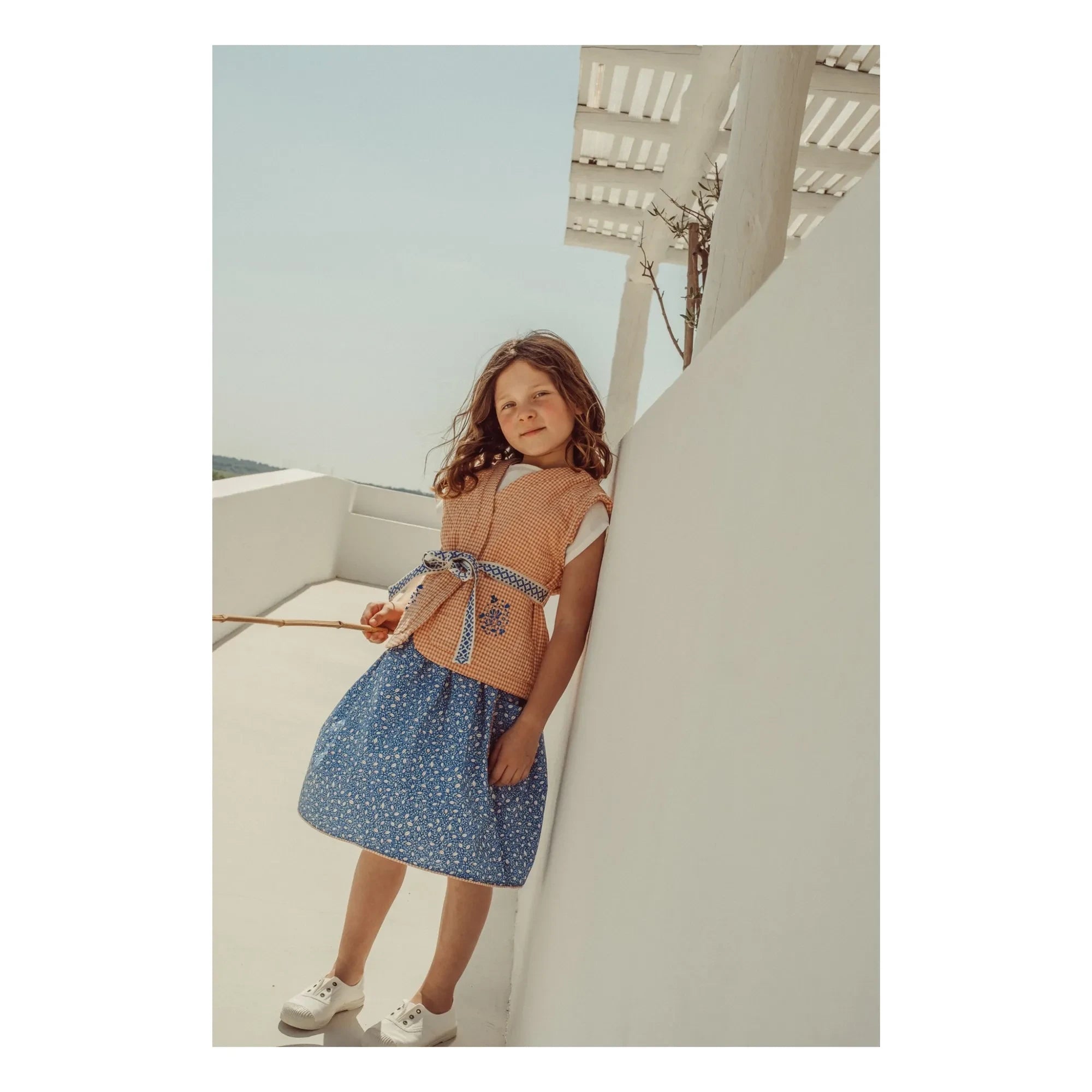 THE LiTTLE POETS - Amália Nature Embroidered Skirt | Royal Blue
