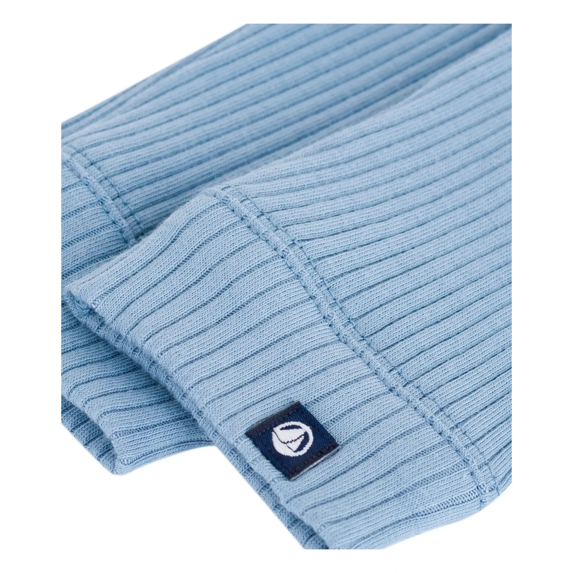 Petit Bateau - Organic Cotton Logo Ribbed Leggings | Light Blue