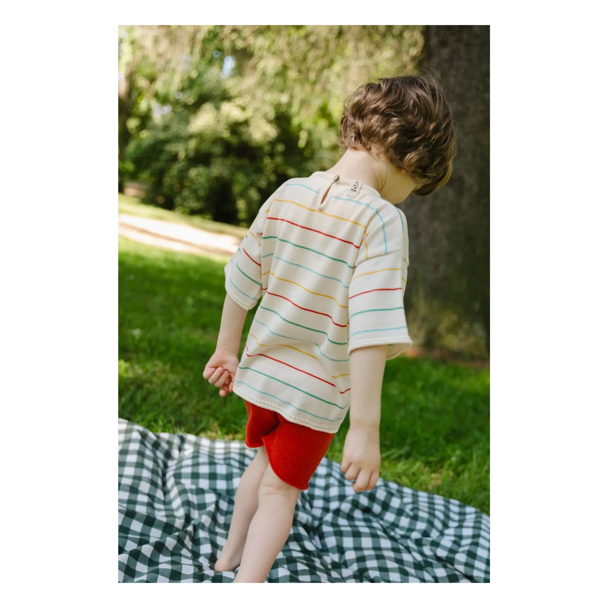 Bayiri - Botanical Striped Organic Cotton T-Shirt | Ecru