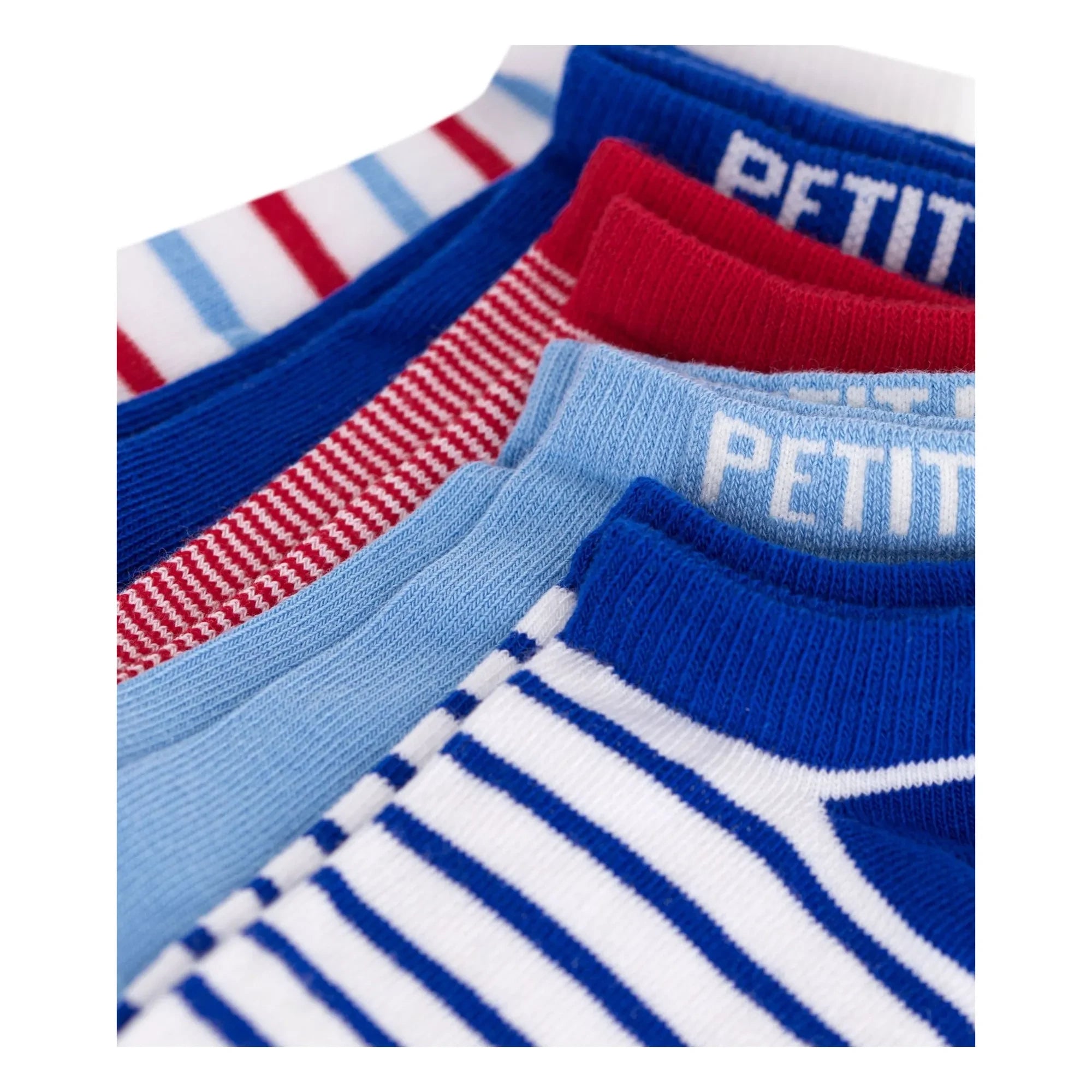 Petit Bateau - 5 Çift Çizgili Kısa Çorap | Mavi