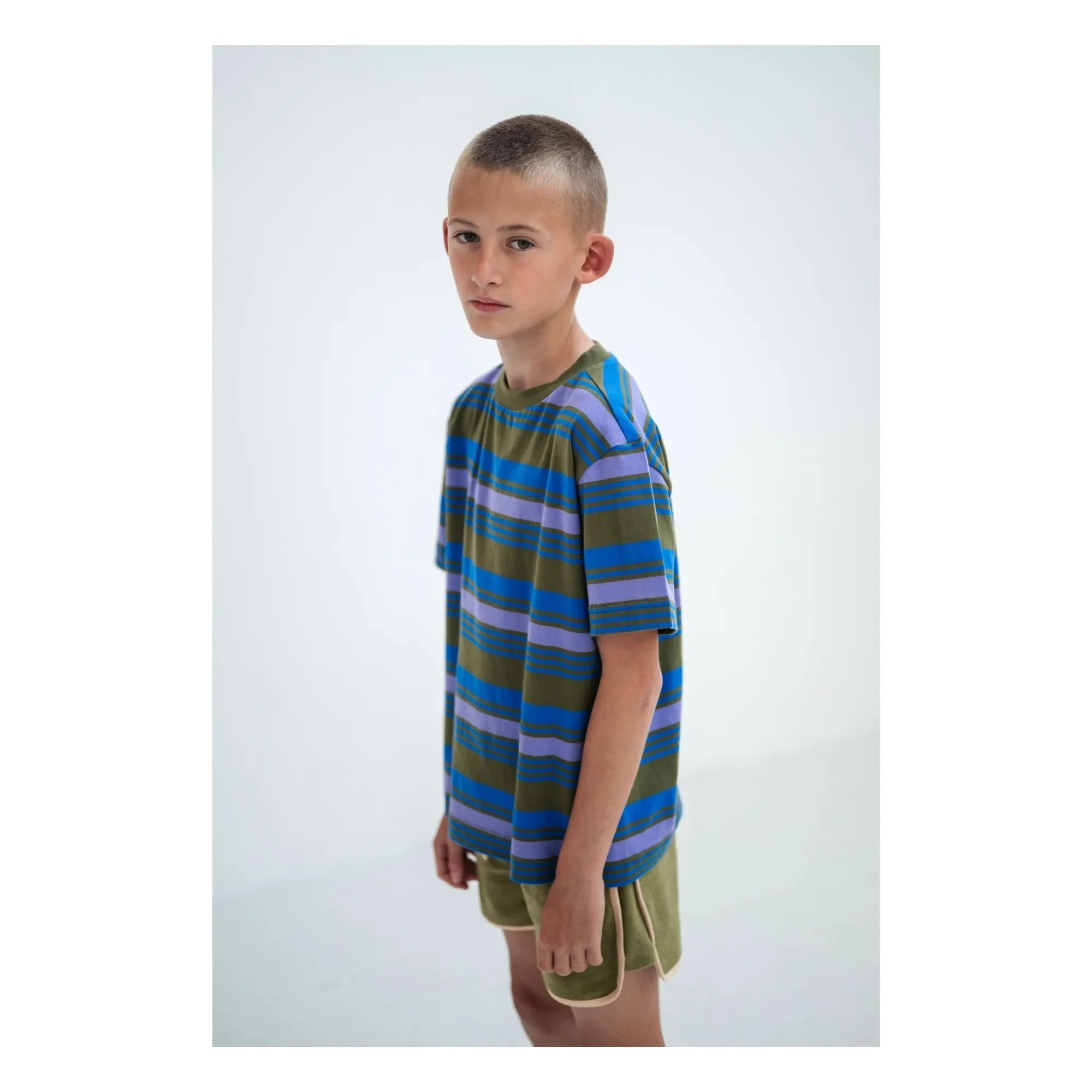 Repose AMS - Striped Organic Cotton T-Shirt | Khaki