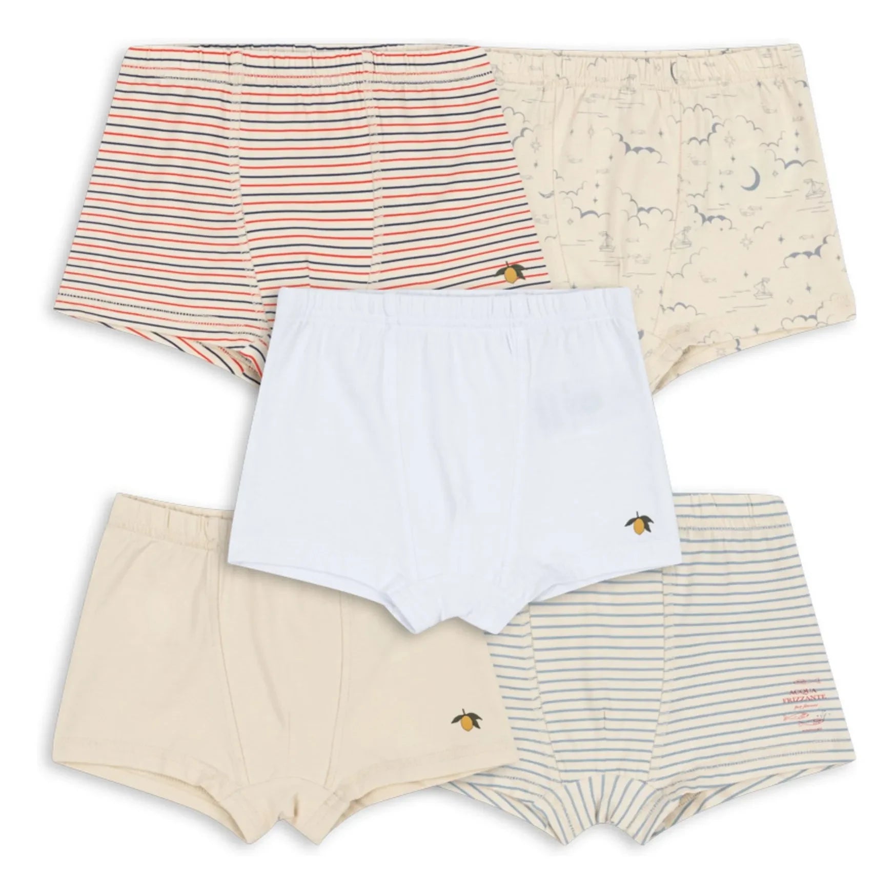 Konges Sløjd - 5-Pack Striped Organic Cotton Boxer Briefs | Beige