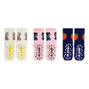 Mini Rodini - Set of 3 Pairs of Organic Cotton Non-Slip Socks | Pink