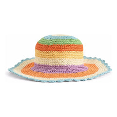 Molo - Large Wavy Striped Paper Straw Hat | Orange