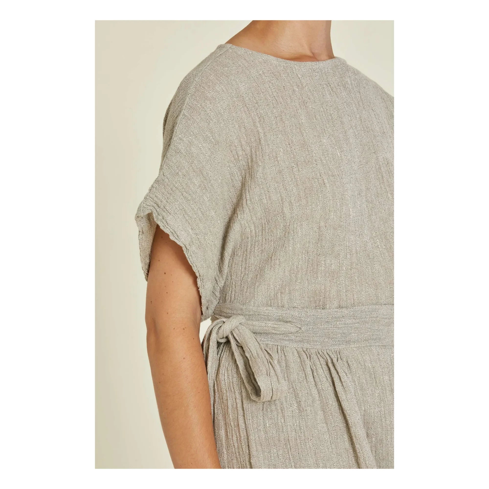 Black Crane - Basic Keten Üst | Açık Gri