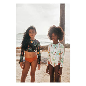 Pepita & Me - Long Sleeve Swimsuit Alana Palm Trees | Ecru