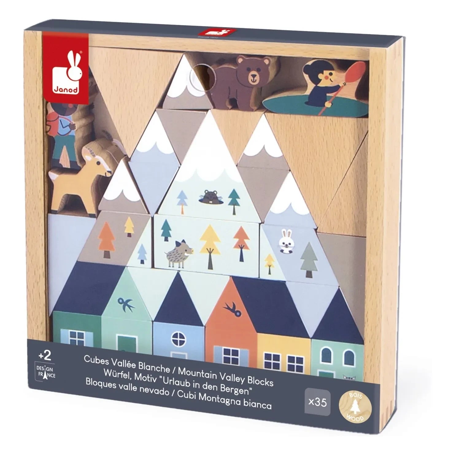 Janod - White Valley Wooden Block Set - Cross Roads
