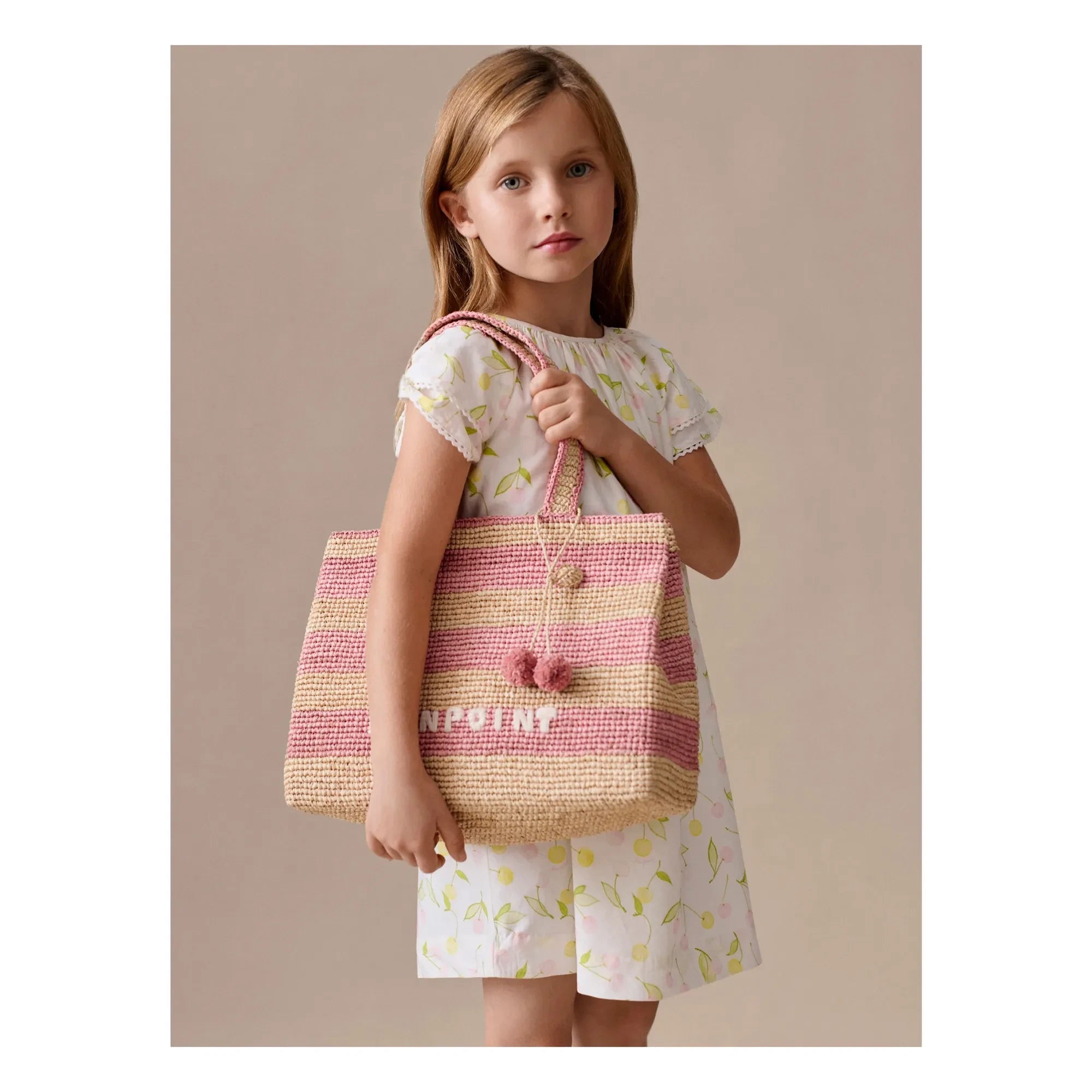 Bonpoint - Salome Cerises Organik Pamuk Poplin Elbise | Ecru
