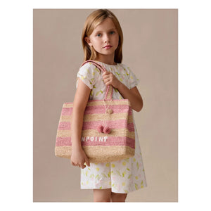 Bonpoint - Salome Cerises Organik Pamuk Poplin Elbise | Ecru