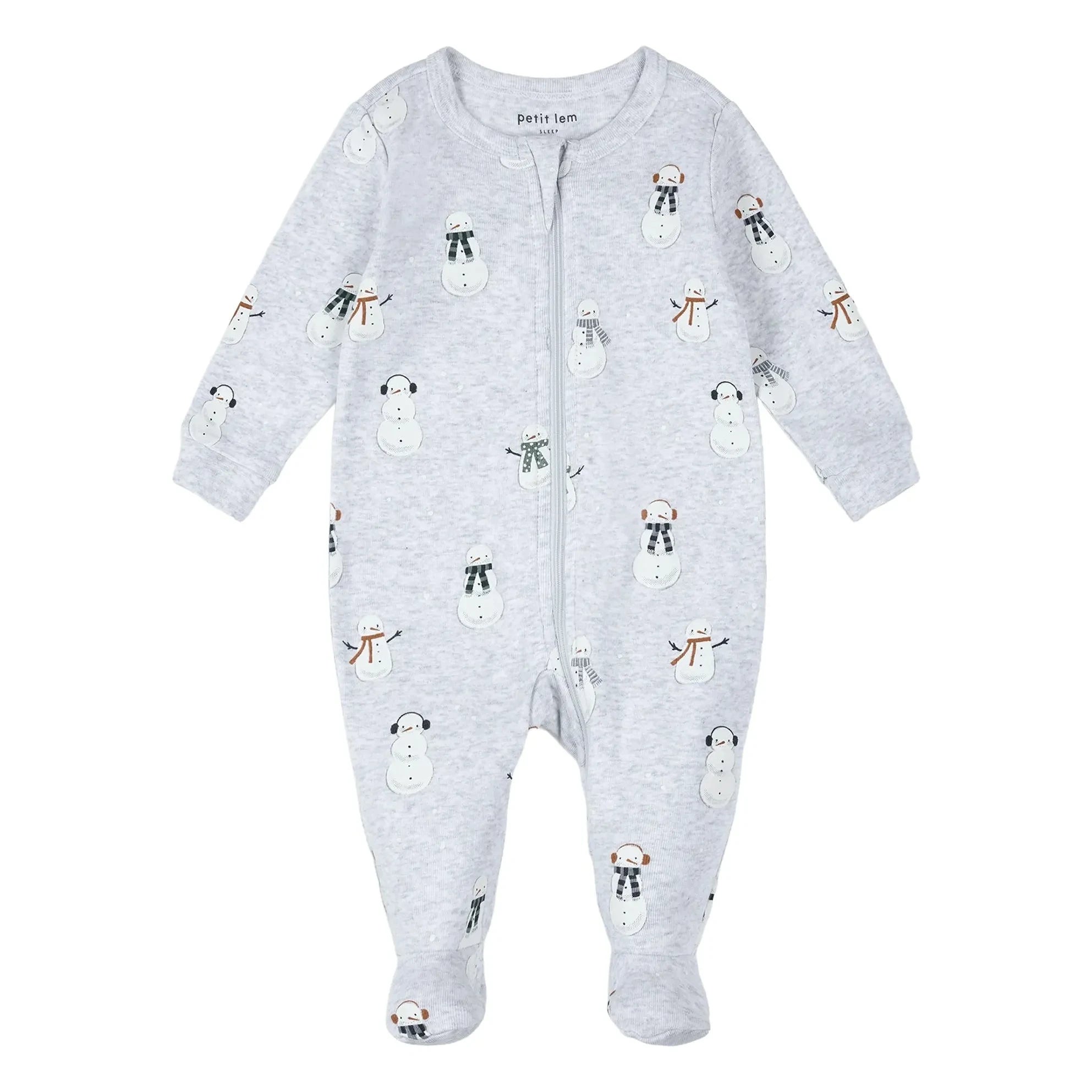 Petit Lem - Footed Pajama Santa Claus Characters Organic Cotton | Gray