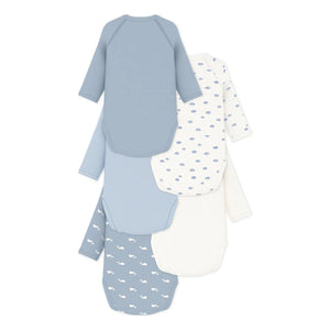 Petit Bateau - Set of 5 Whale Crossbody Bags Organic Cotton | Blue