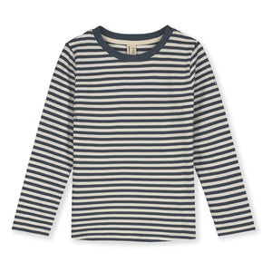 Gray Label - Striped Organic Cotton T-Shirt | Gray Blue