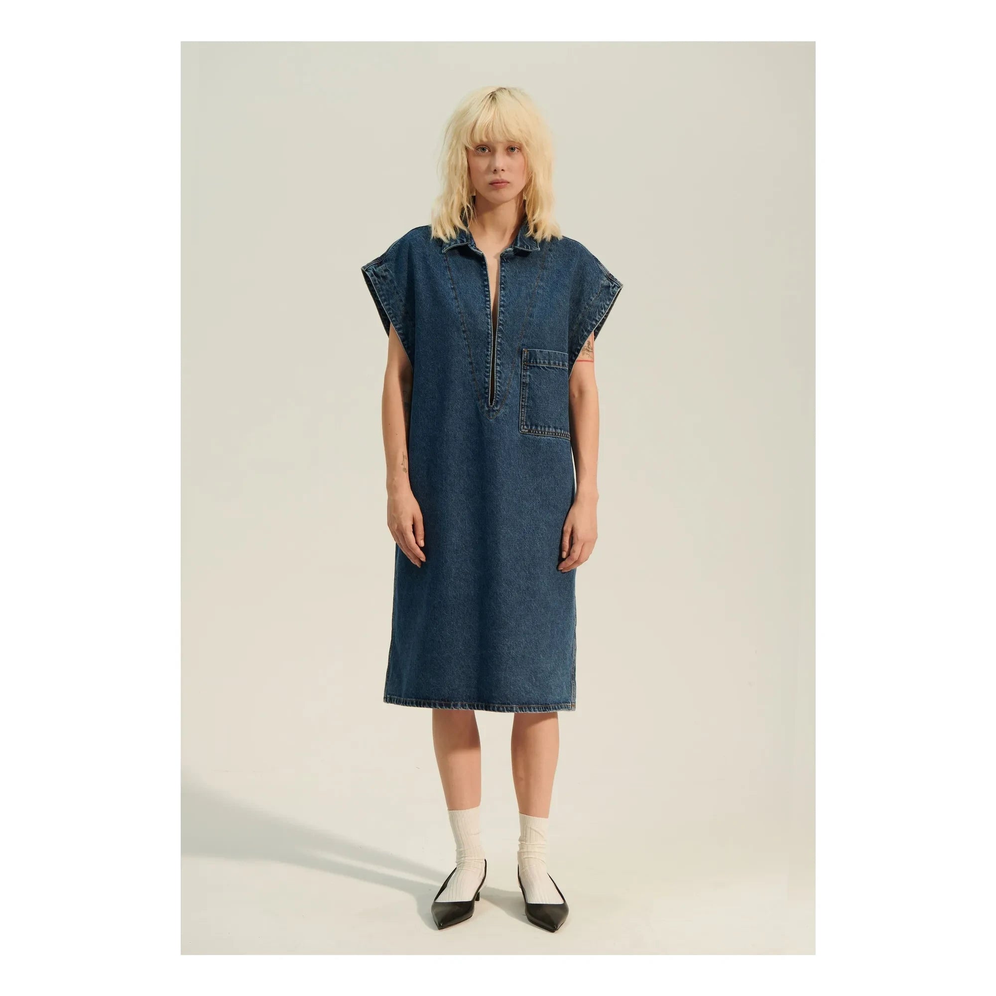 BELLEPIECE - Zafra Denim Dress | Dark Blue