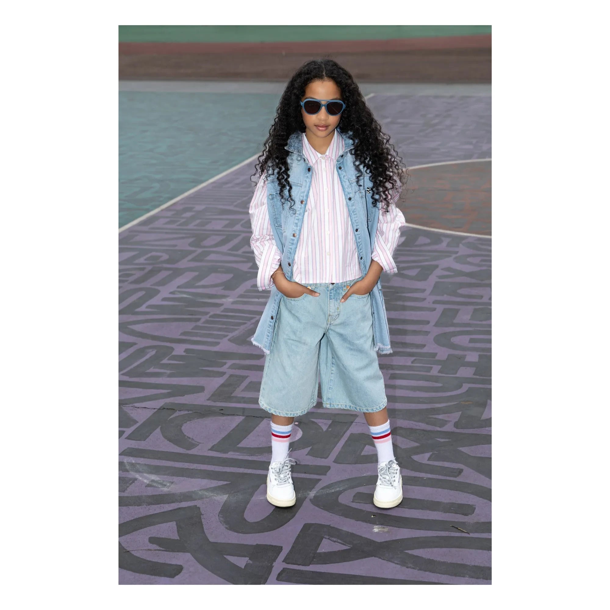 Finger in the nose - Crush Striped Short Shirt | Light Pink