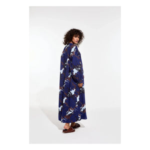 Mapoésie - Eulalie Poppy Cotton Poplin Dress | Blue