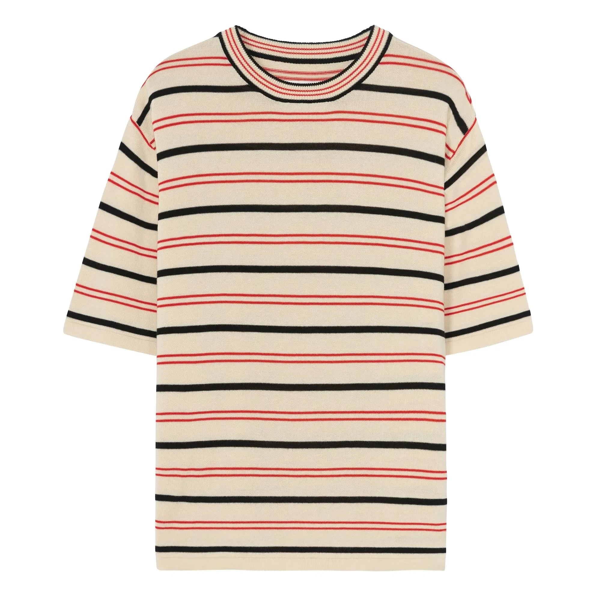 Cordera - Striped Organic Cotton T-Shirt | Ecru