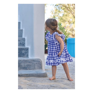 Tartine et Chocolat - Muslin Ruffled Dress | Royal Blue