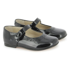 Tartine et Chocolat - Smooth Perforated Patent Leather Ballerinas | Navy Blue