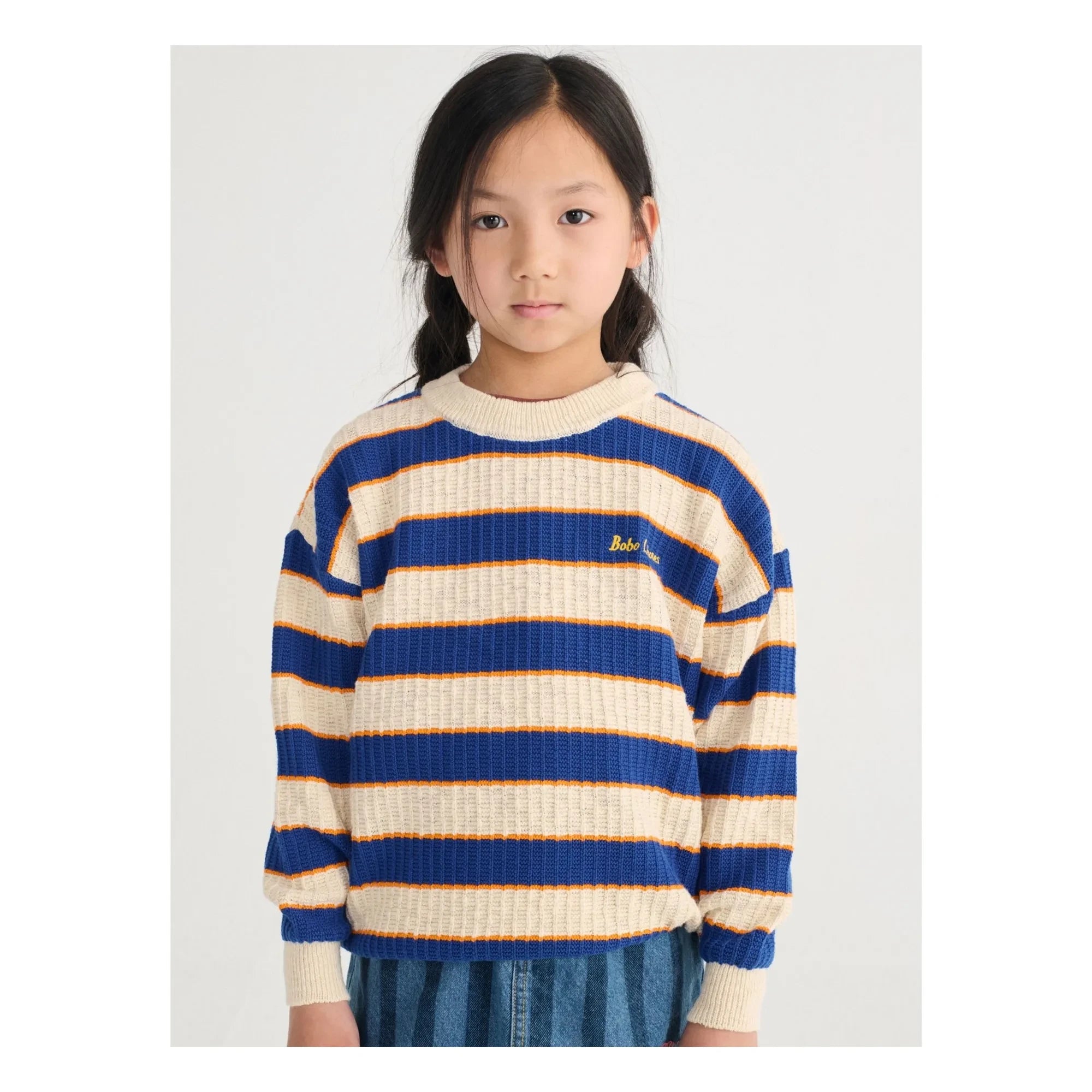 Bobo Choses - Striped Organic Cotton Sweater | Heather Beige