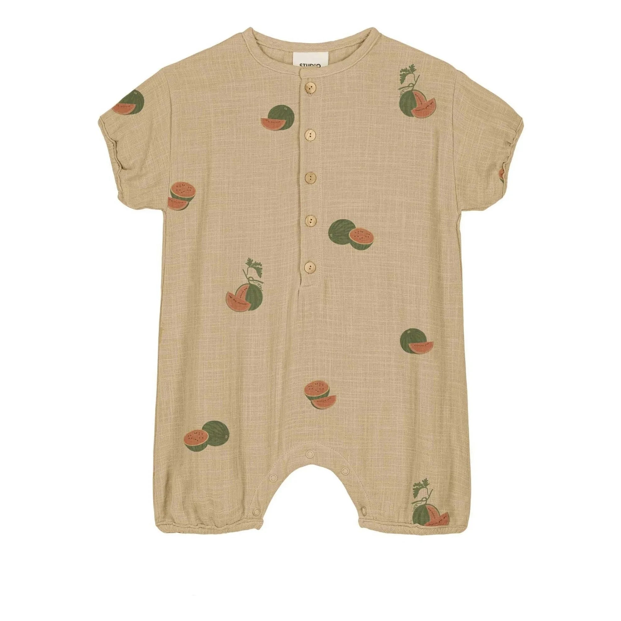 Studio Bohème - Bebecito Romper with Watermelon Organic Cotton | Sage