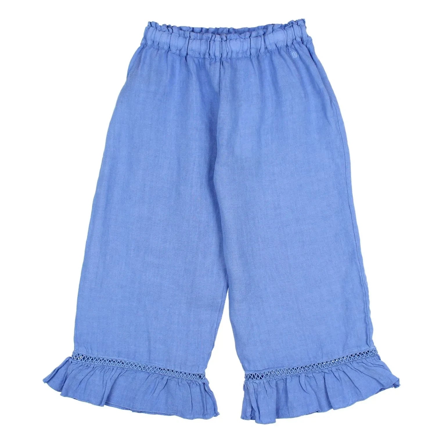 Búho - Linen Flounce Trousers | Light Blue