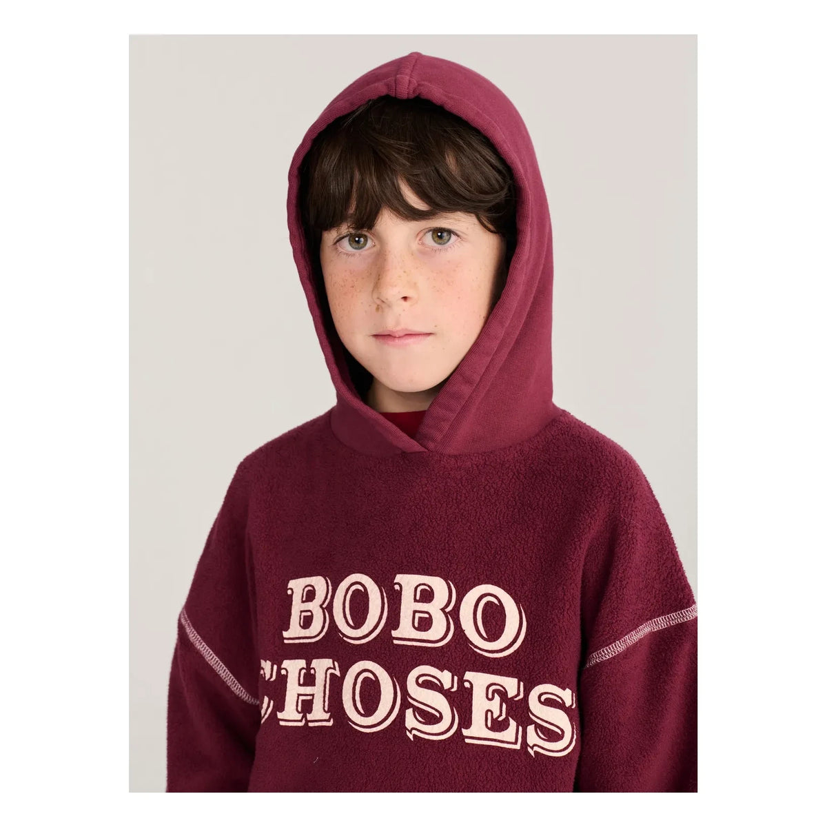 Bobo Choses - Bobo organik pamuklu kapüşonlu sweatshirt | Bordo