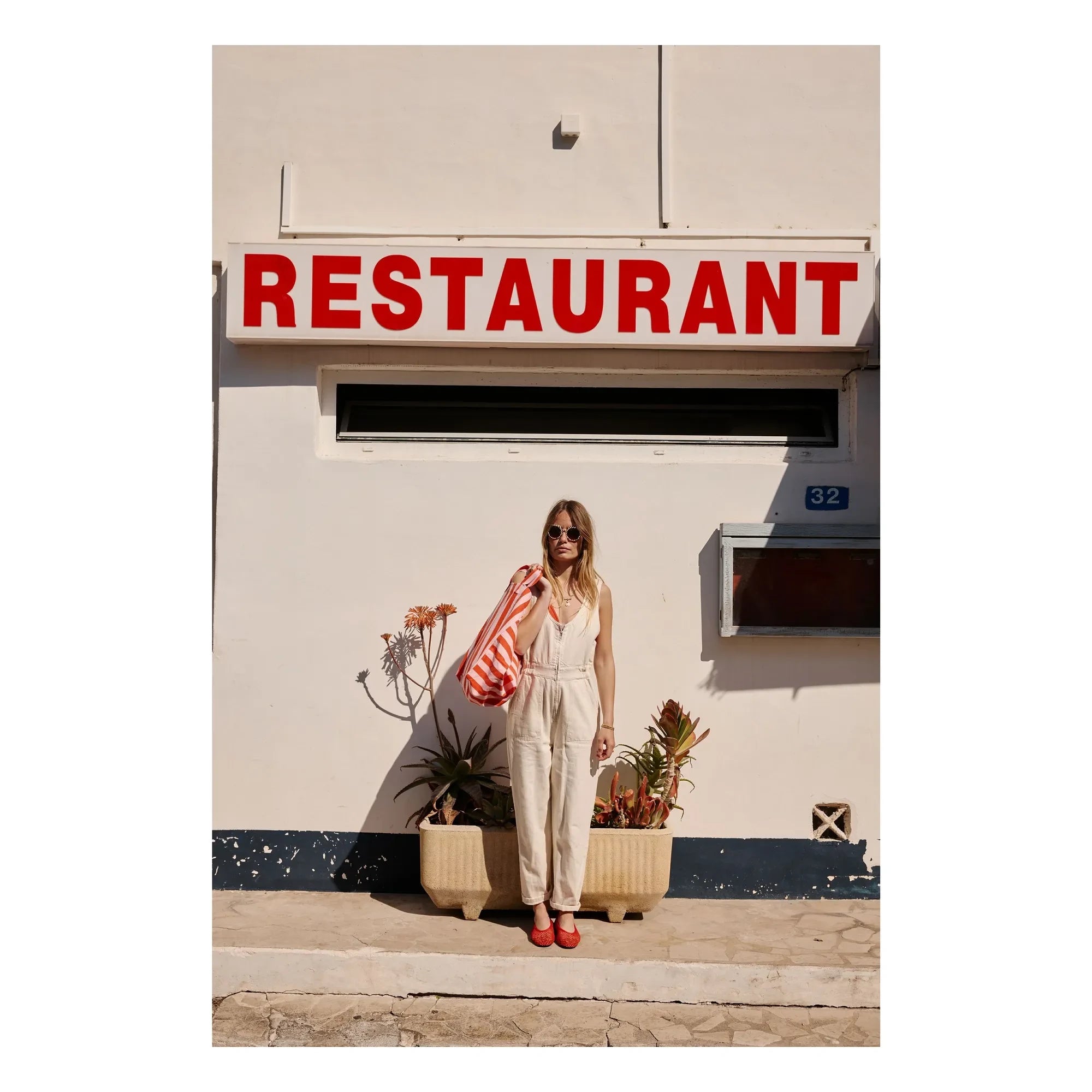 Rose in April - Elisa striped tote bag | Red