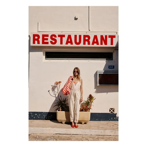 Rose in April - Elisa striped tote bag | Red
