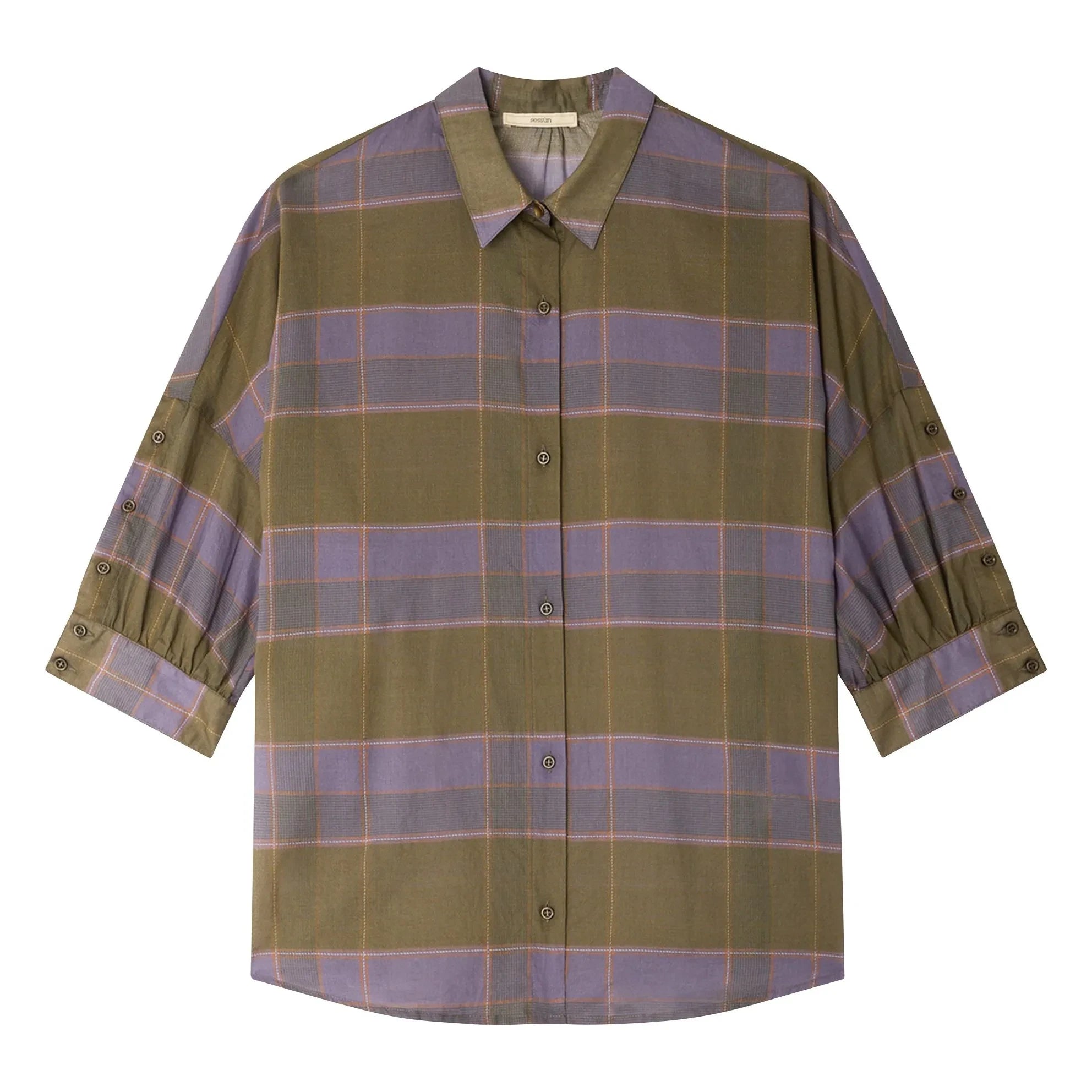 Sessùn - Valea Cotton Checkered Shirt | Khaki