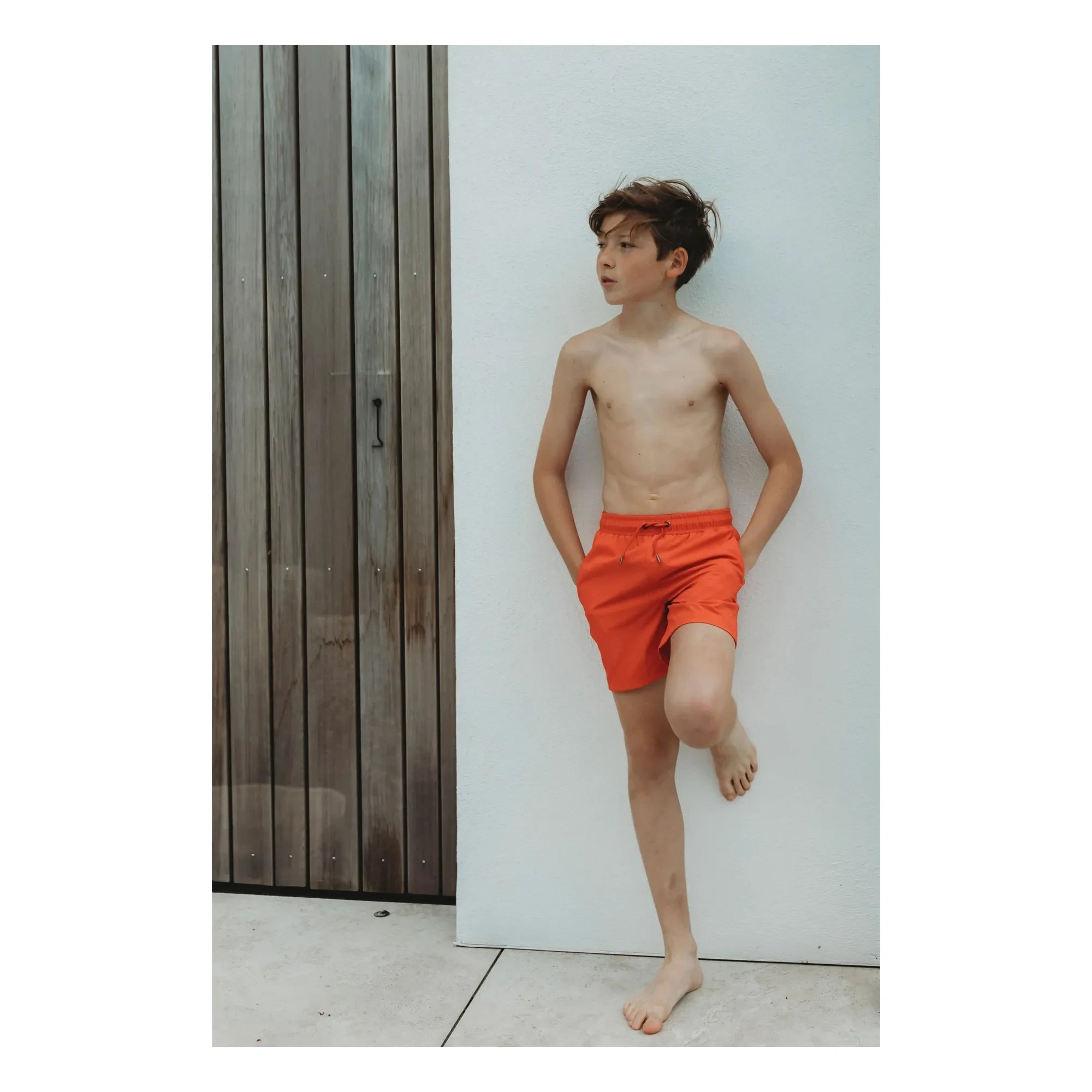 Beachlife - Kırmızı Çizgili Seersucker Mayo Şortu