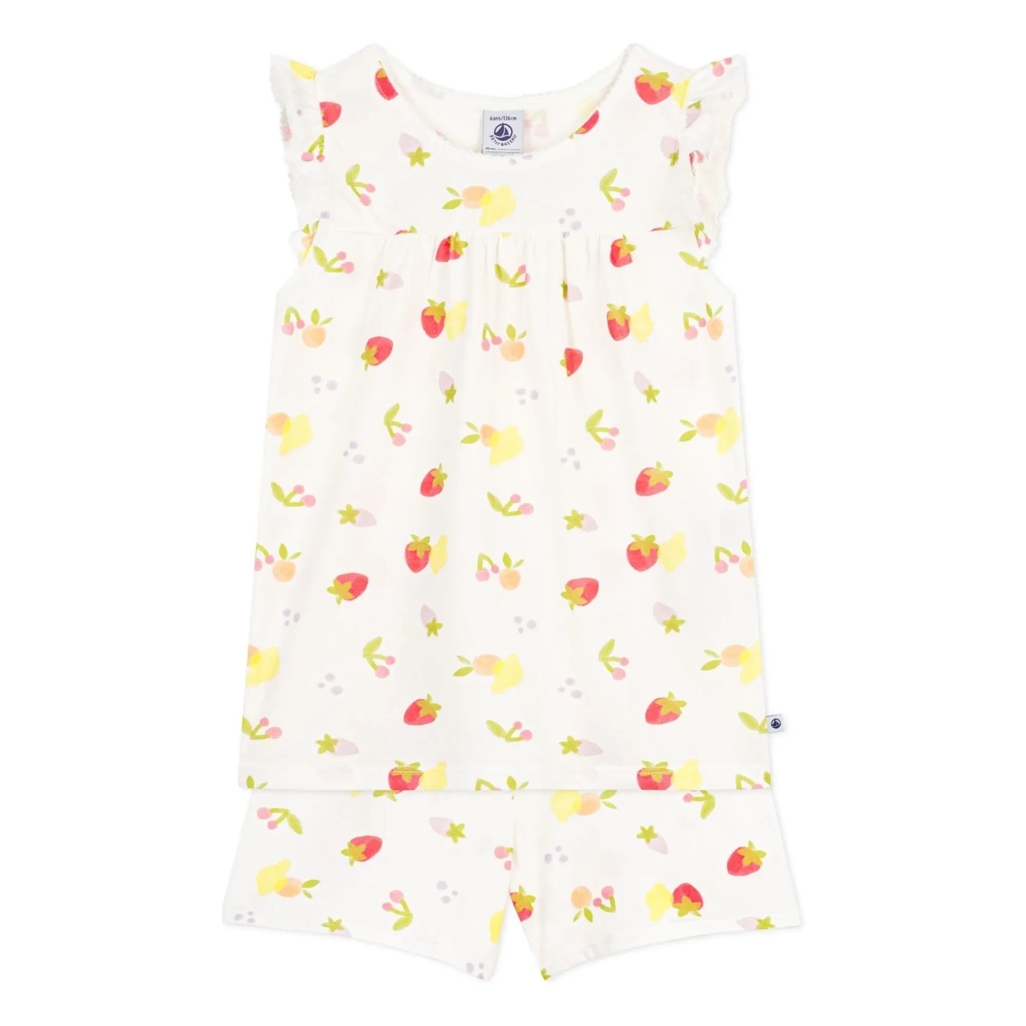 Petit Bateau - Organic Cotton Short Pajamas - Fruit Pattern | Ecru