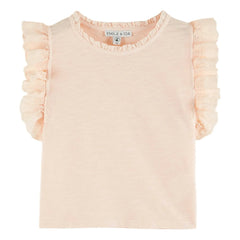 Emile et Ida - Organic Cotton Ruffled T-Shirt | Peach