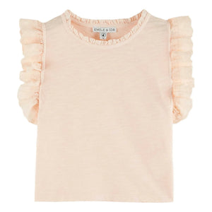 Emile et Ida - Organic Cotton Ruffled T-Shirt | Peach