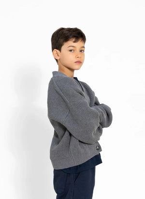 Smallable Kid - Harcourt Organic Cotton Cardigan | Grey Melange