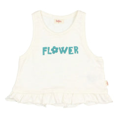 Owl - Floral Ruffled Organic Cotton Top | White