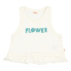 Owl - Floral Ruffled Organic Cotton Top | White