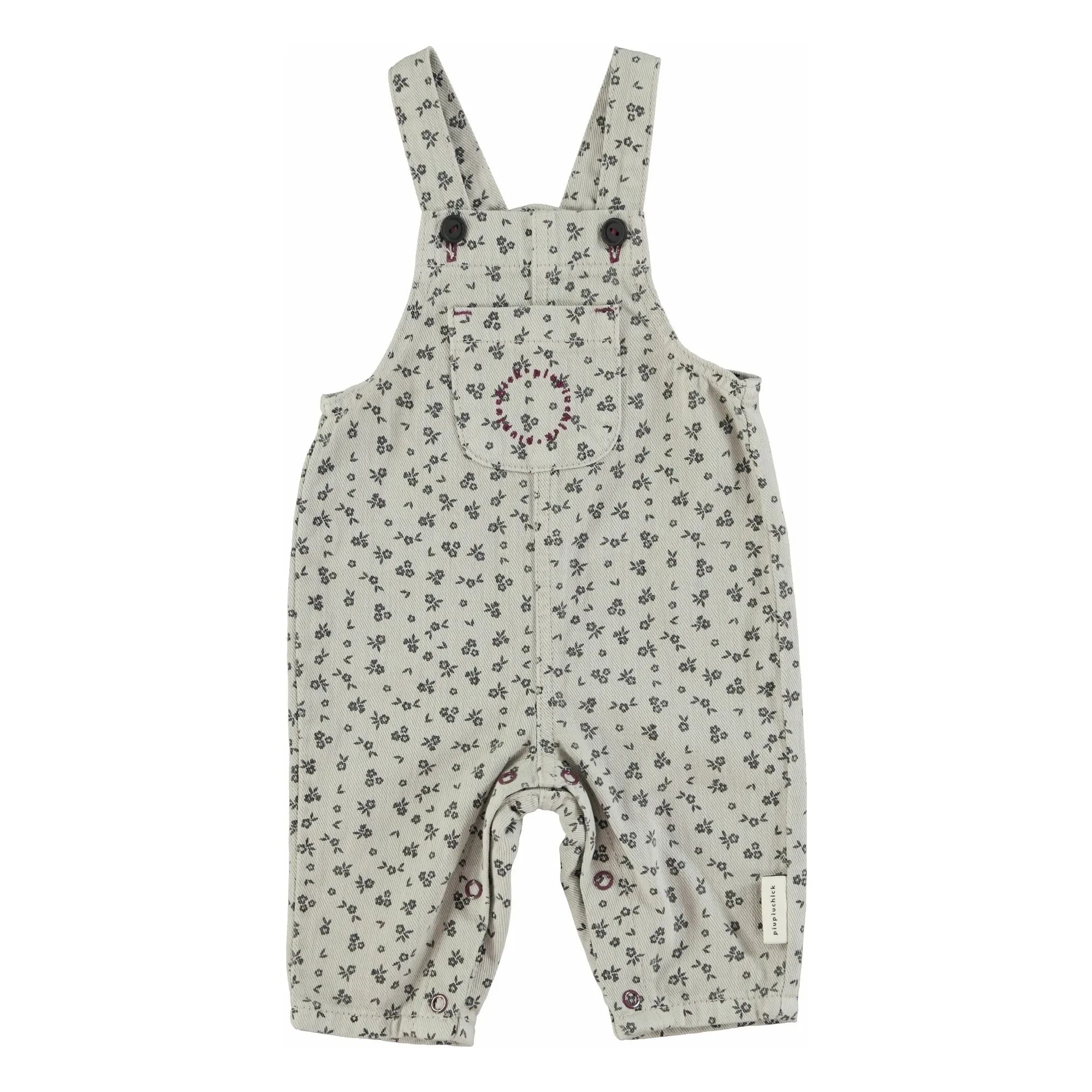 Piupiuchick - Floral Patterned Baby Romper | Light Gray