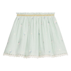 Louise Misha - Cephee Organic Cotton Embroidered Skirt | Almond Green