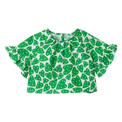 Fabula - Bluz Crop Cœurs | Yeşil