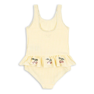 Konges Sløjd - Etta Square Cherry Ruffle Swimsuit | Yellow